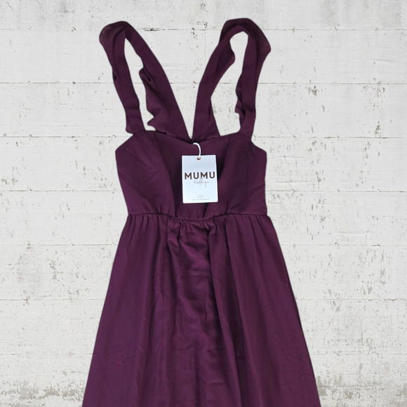 Show Me Your Mumu Black Cherry Red Chiffon Bridesmaid June Maxi Dress Size XXS - Picture 2 of 9